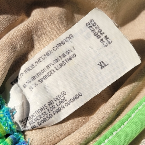 CHRISTINA ♡ Gorgeous 2pc Blue 'n Green Floral String Bikini Top Swimsuit XL - Picture 16 of 17